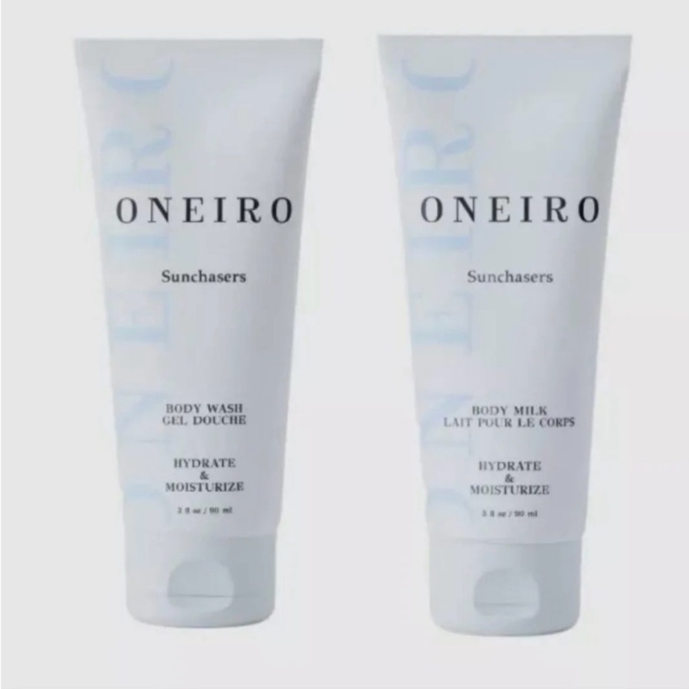 Oneiro Sunchasers Body Milk & Body Wash Set 3 oz Travel Size USA Made Clean
